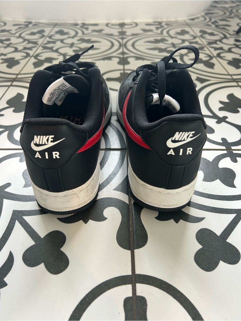 Nike Airforce 1 Black Sneakers with mismatched Red and Blue Swoosh